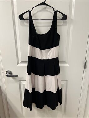 Lauren Ralph Lauren Black and White Striped Midi Dress